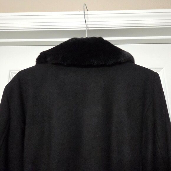 NWT INC International Concepts Women's Black Faux Fur Coat With Belt - Picture 9 of 12